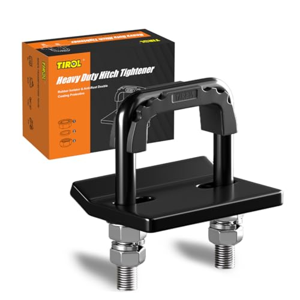 TIROL Hitch Tightener Anti-Rattle Clamp - Heavy Duty Hitch Stabilizer for 1.25" to 2" Trailer Hitches Reduce Movement on Hitch Mount Hitch Tray Cargo Carrier Bike Rack, RV Trailer Accessories (Black)