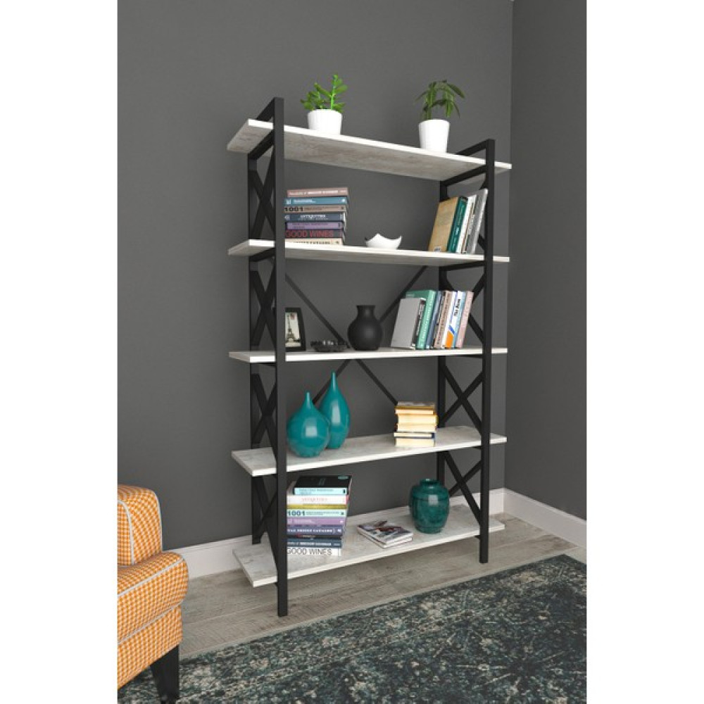 Tiryaki Aksesuar Metal Paris Kitaplık 5 Raflı Beyaz 90 cm Kitaplık Fiyatı