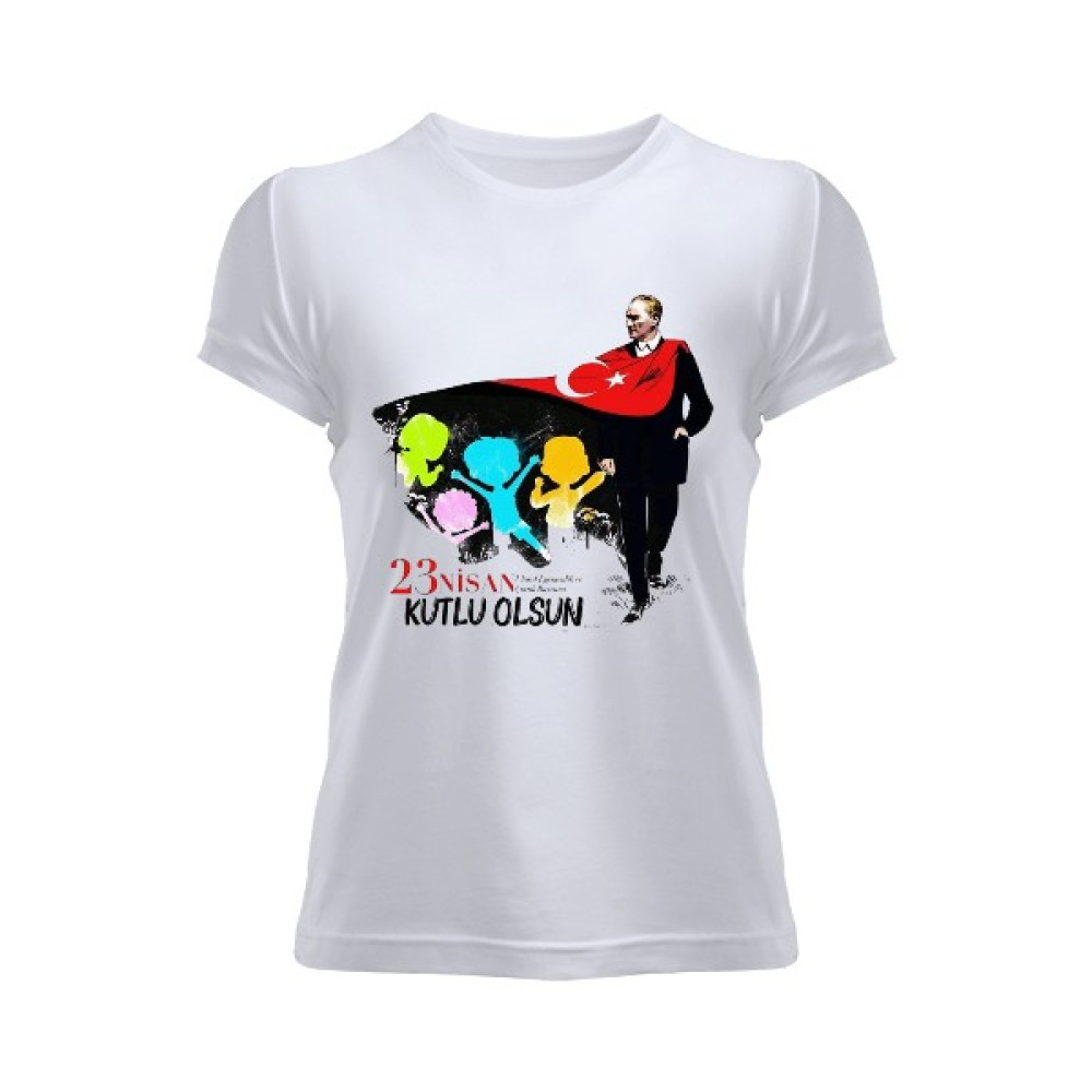 Tisho 23 Nisan Ulusal Egemenlik ve Çocuk Bayramı Baskılı Kadın Tişört Bayan T-shirt Fiyatı