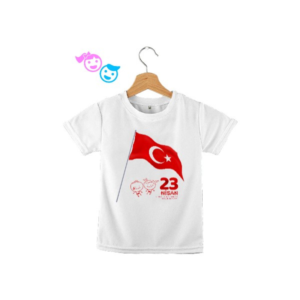 Tisho 23 Nisan Ulusal Egemenlik ve Çocuk Bayramı Beyaz Çocuk Unisex Erkek Çocuk T-shirt Fiyatı