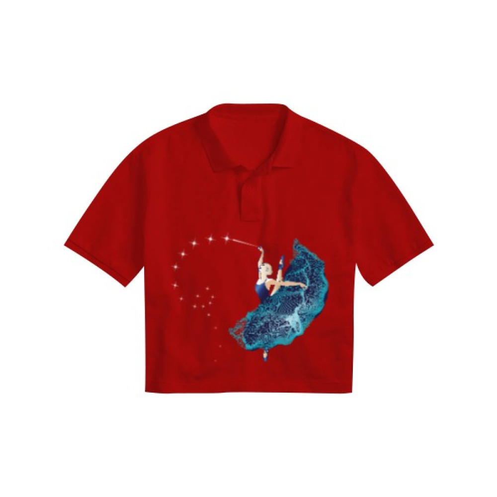 Tisho Balerin - Ballerina - Peri Kırmızı Kadın Crop Polo Yaka Tişört Bayan T-shirt Fiyatı