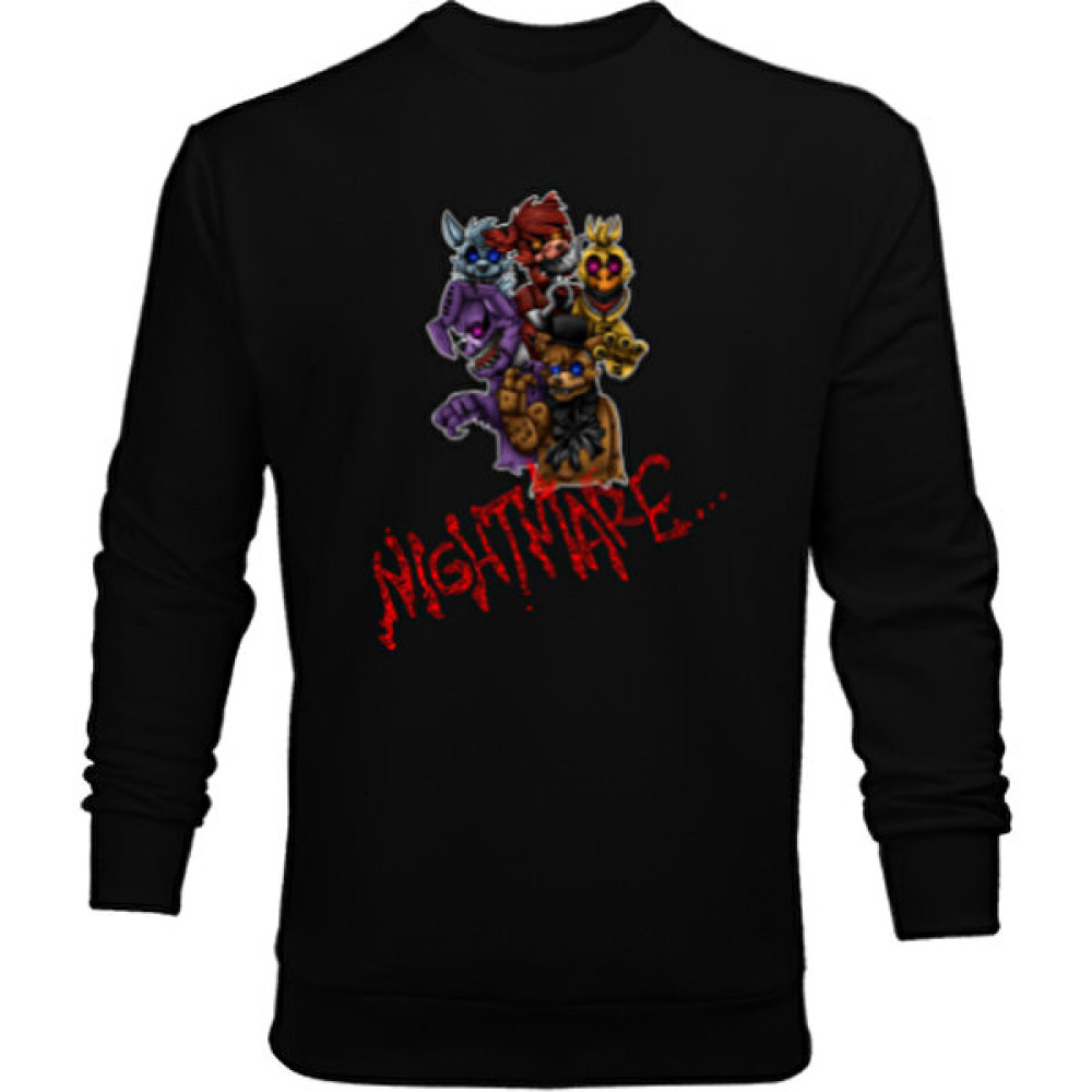 Tisho Fnaf Five Nights At Freddys Nightmare Siyah Erkek Sweatshirt Erkek Sweatshirt Fiyatı