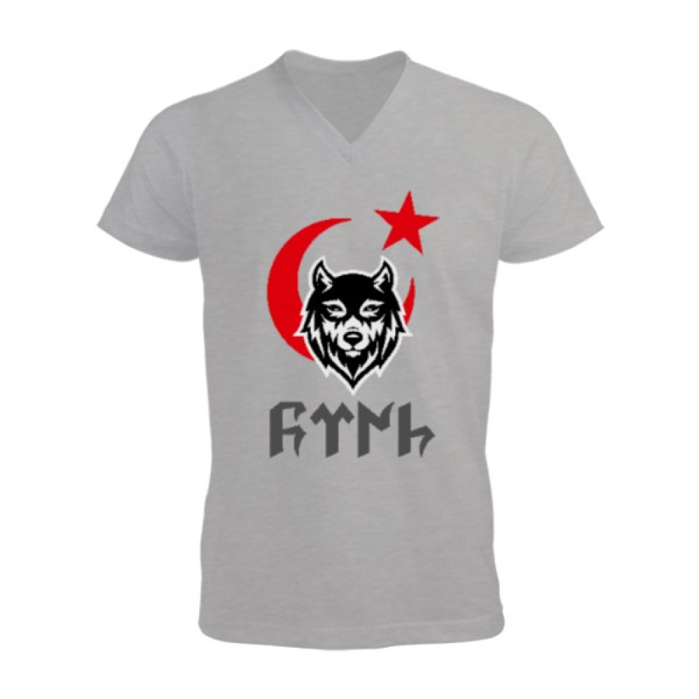 Tisho Göktürk, Türk, Bozkurt Erkek Kısa Kol V Yaka Tişört Erkek T-shirt Fiyatı