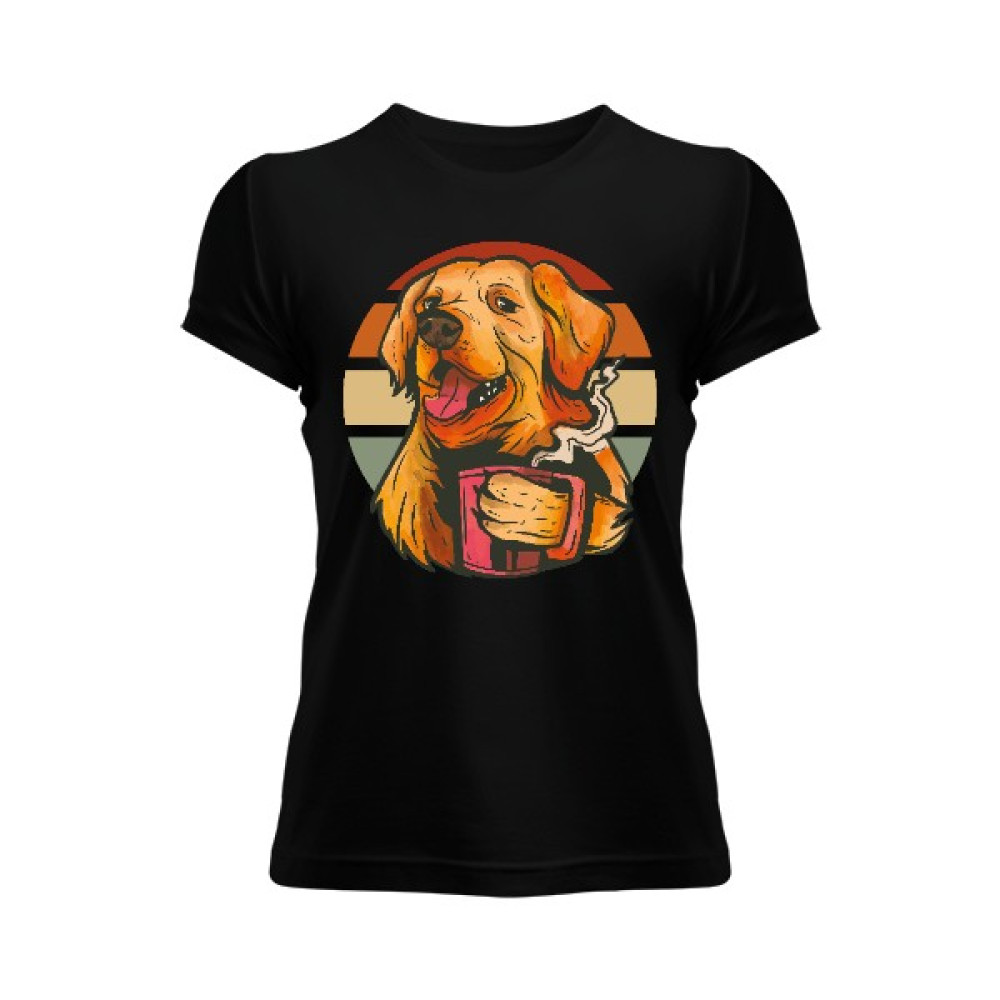 Tisho Golden Retriever Siyah Kadın Tişört Bayan T-shirt Fiyatı