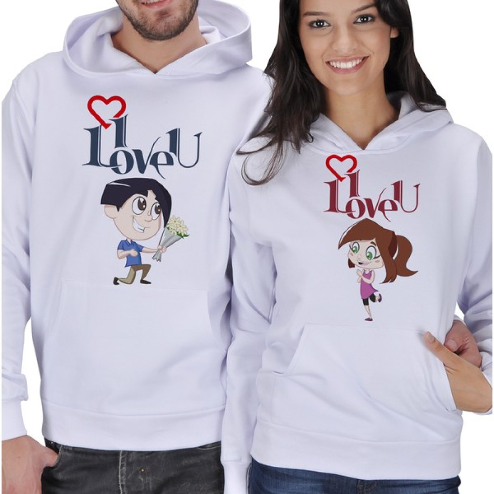 Tisho I Love You Baskılı Sevgili Kapüşonlu Sweatshirt Bayan Sweatshirt Fiyatı