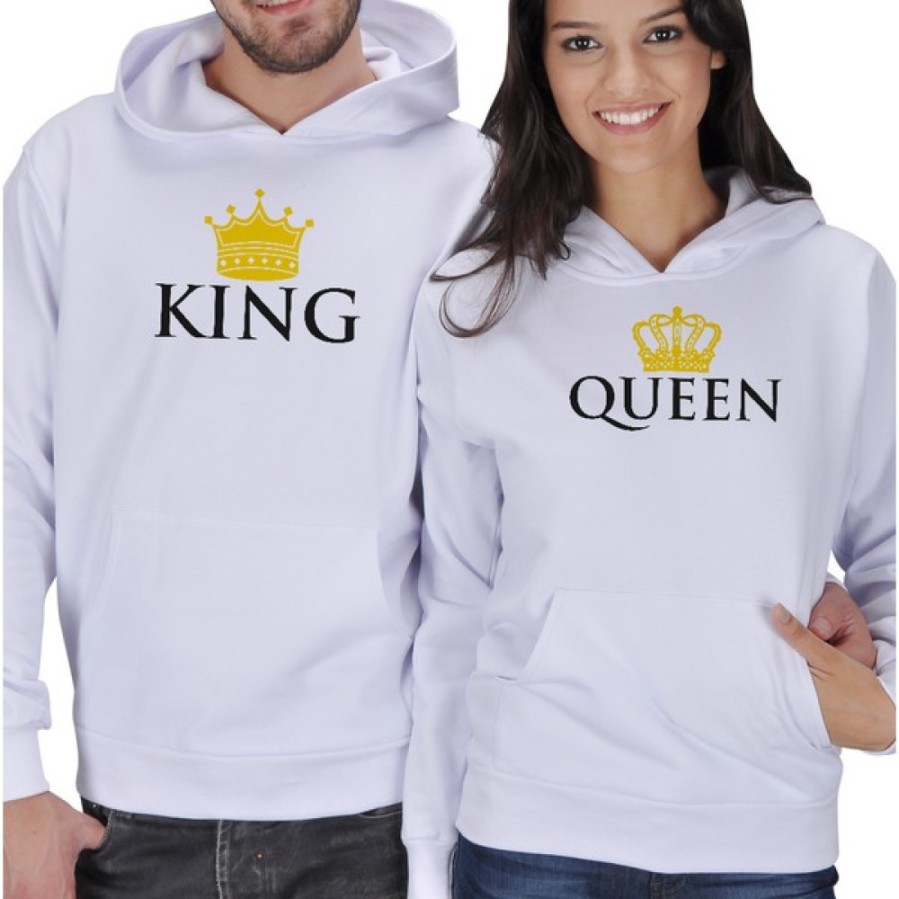 Tisho King - Queen Baskılı Sevgili Kapüşonlu Sweatshirt Bayan Sweatshirt Fiyatı