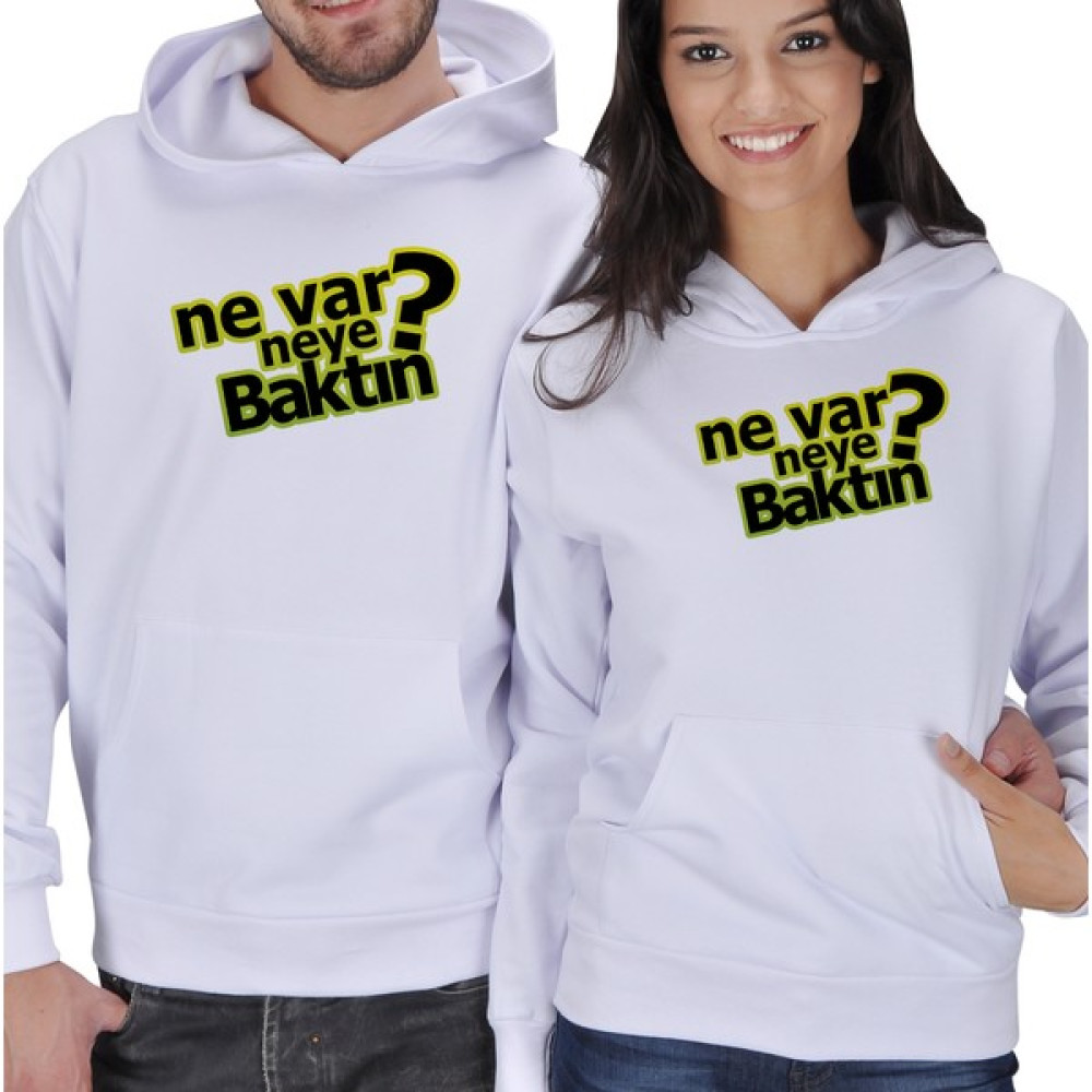 Tisho Ne Var Neye Baktın Baskılı Sevgili Kapüşonlu Sweatshirt Bayan Sweatshirt Fiyatı