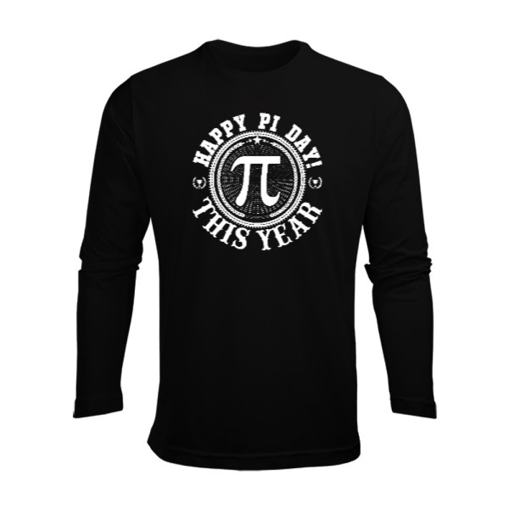 Tisho Pi Günü Sembolü Siyah Erkek Uzun Kol Yazlık Tişört Erkek T-shirt Fiyatı