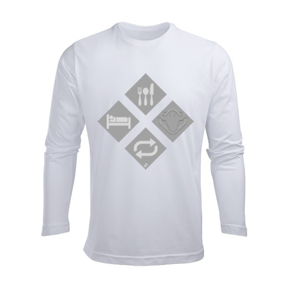 Tisho Soekat – Ye,uyu,spor Yap,tekrar Et – Eat,sleep,gym,repeat Beyaz Desenlı Uzun Kollu Tshirt Erkek Uzun Kol Yazlık Tişört Erkek T-shirt Fiyatı