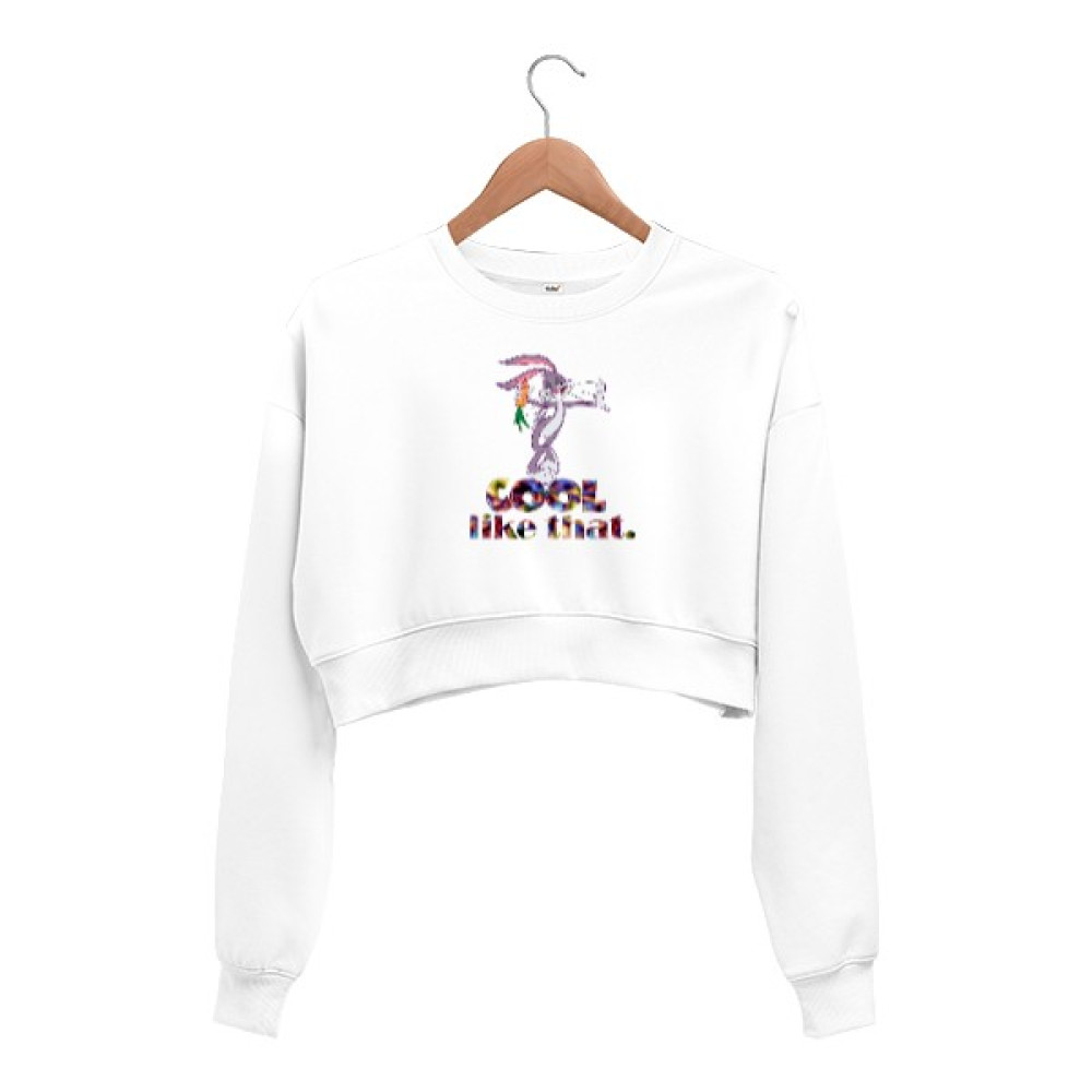 Tisho Tavşan Desenli - Kadın Crop Sweetshirt Kadın Crop Sweatshirt Bayan Sweatshirt Fiyatı