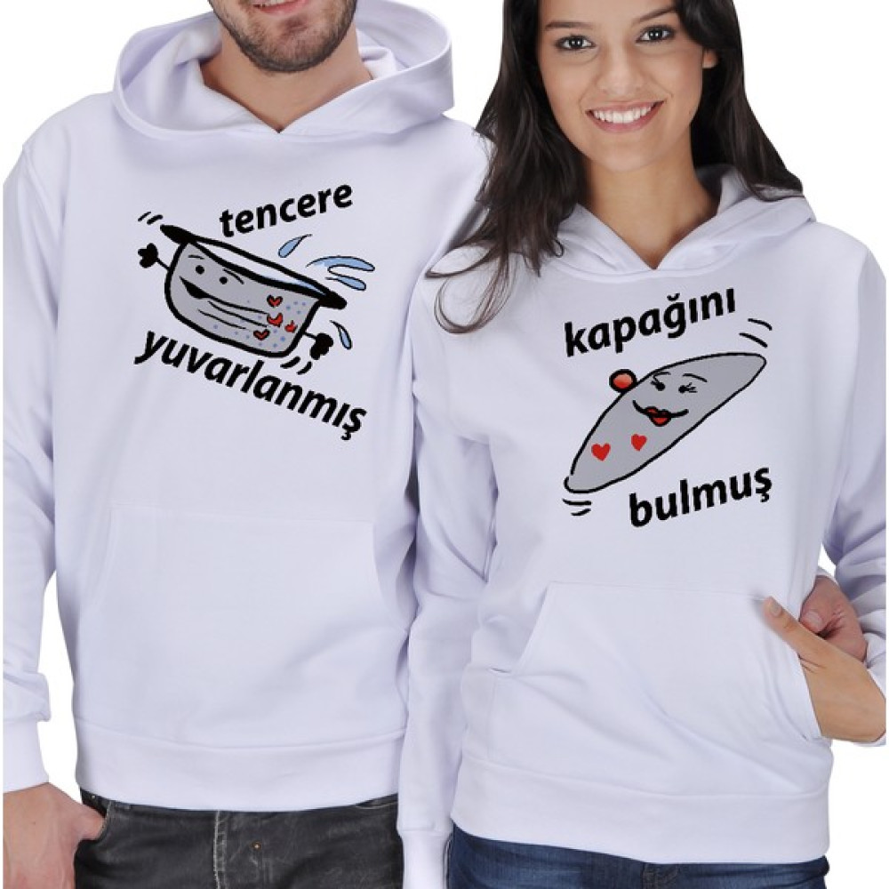 Tisho Tencere - Kapak Baskılı Sevgili Kapüşonlu Sweatshirt Bayan Sweatshirt Fiyatı