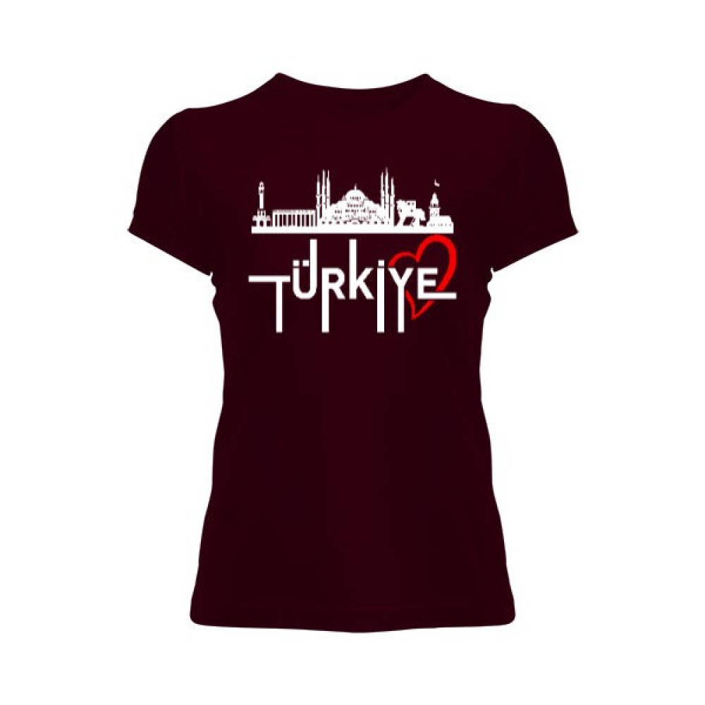 Tisho Türkiye Bordo Kadın Tişört Bayan T-shirt Fiyatı