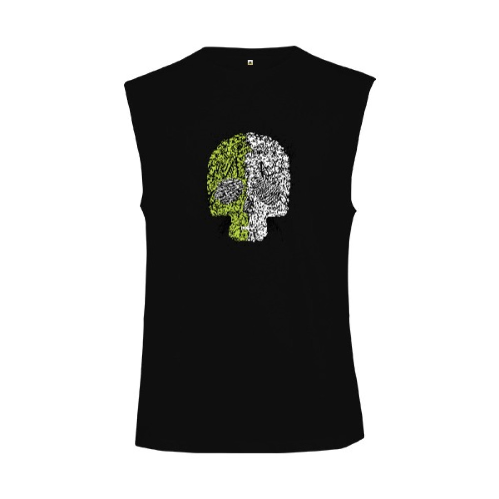 Tisho Unisex Sıfır Kol Kuru Kafa Detaylı Siyah Tişört Kesik Kol Unisex Tişört Erkek T-shirt Fiyatı