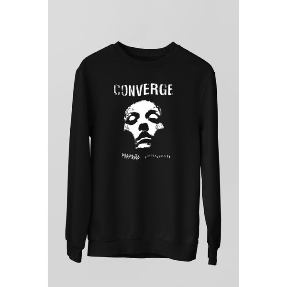 Tişört Fabrikası Converge Baskılı Siyah Sweatshirt Bayan T-shirt Fiyatı