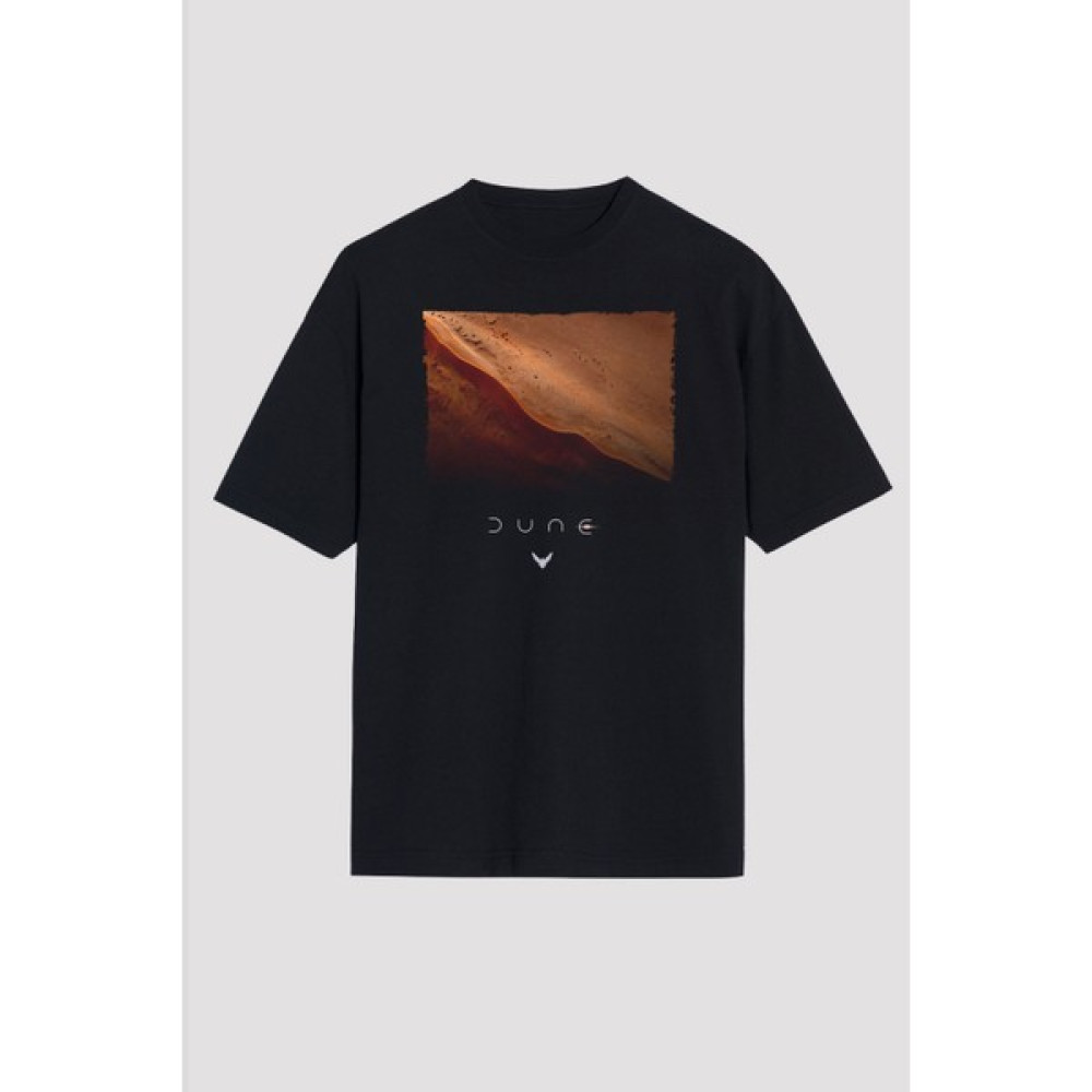 Tişört Fabrikası Dune Çöl Gezegeni (Dune) Baskılı Unisex Siyah Oversize Tişört Bayan T-shirt Fiyatı