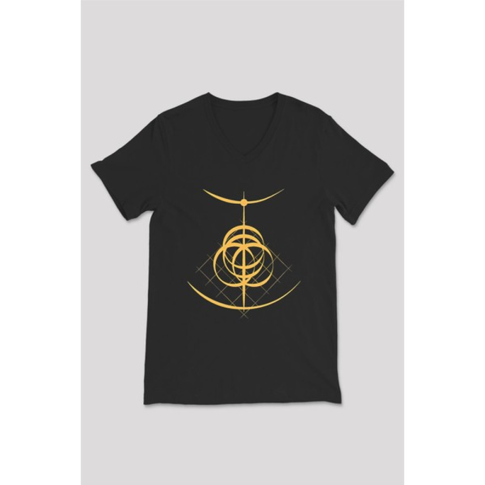 Tişört Fabrikası Elden Ring Baskılı Siyah V Yaka Tişört - Tshirt Bayan T-shirt Fiyatı