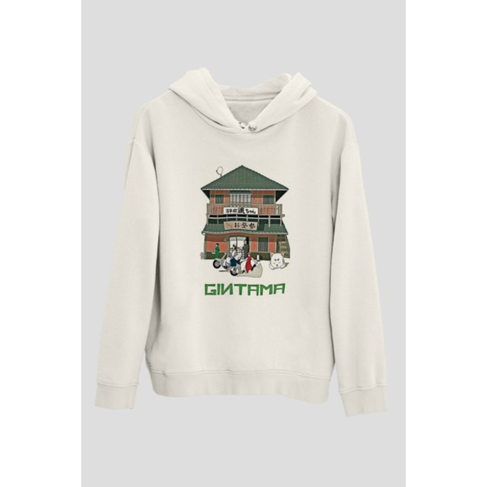 Tişört Fabrikası Gintama Baskılı Beyaz Hoodie Bayan Sweatshirt Fiyatı