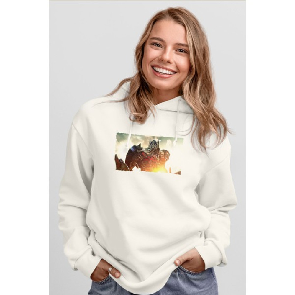 Tişört Fabrikası Optimus Prime Baskılı Beyaz Kapşonlu Sweatshirt Bayan T-shirt Fiyatı