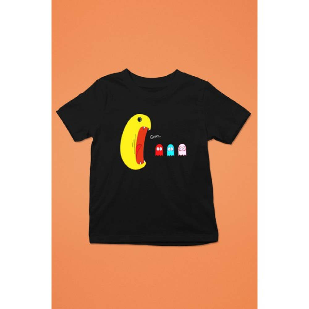 Tişört Fabrikası Pac-Man Baskılı Unisex Siyah Çocuk Tişört Bayan T-shirt Fiyatı