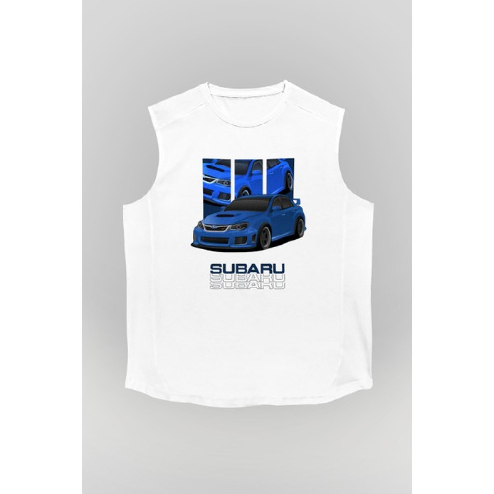 Tişört Fabrikası Subaru Impreza Wrx Stı Baskılı Beyaz Kolsuz Tişört Erkek T-shirt Fiyatı