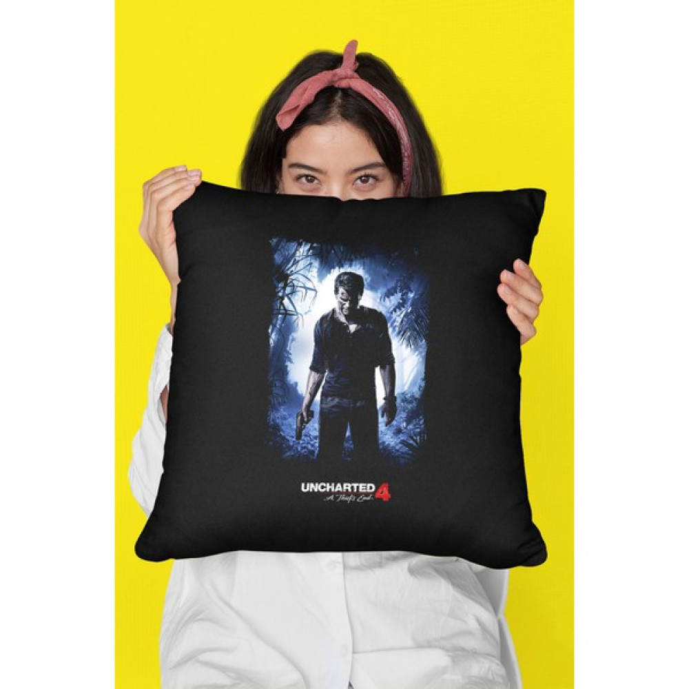 Tişört Fabrikası Uncharted Siyah Kırlent - Yastık Kılıfı - 43 x 43 cm Kırlent / Mobilya Yastığı Fiyatı