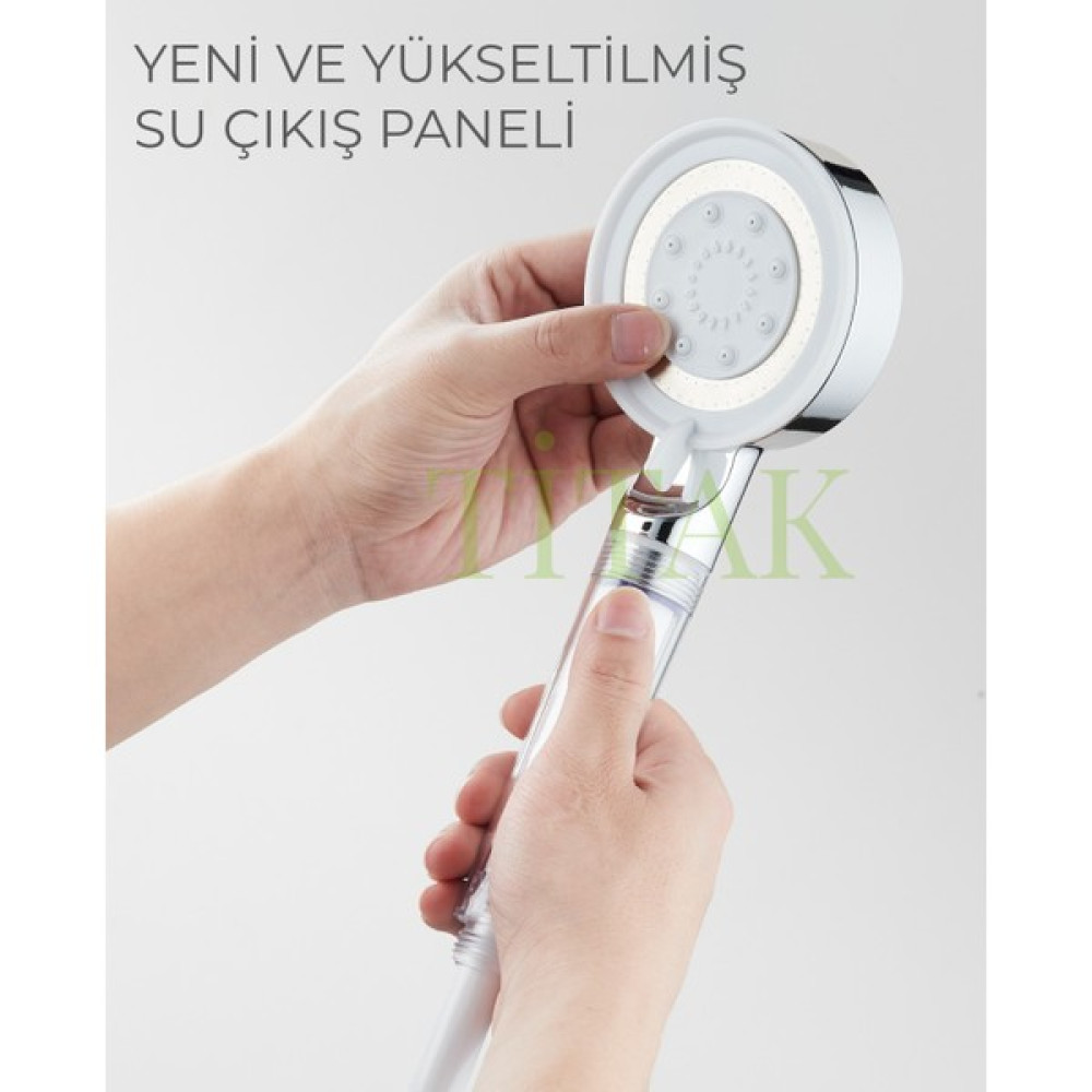 Titak Beyaz Krom Detaylı Filtreli Su Tasarruflu 5 Fonksiyonlu Duş Başlığı Duş Başlığı Fiyatı