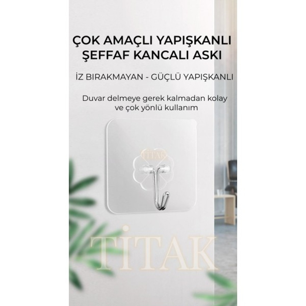 Titak Çok Amaçlı Yapışkanlı Şeffaf Askı 10LU Paket Nalburiye & Hırdavat Fiyatı