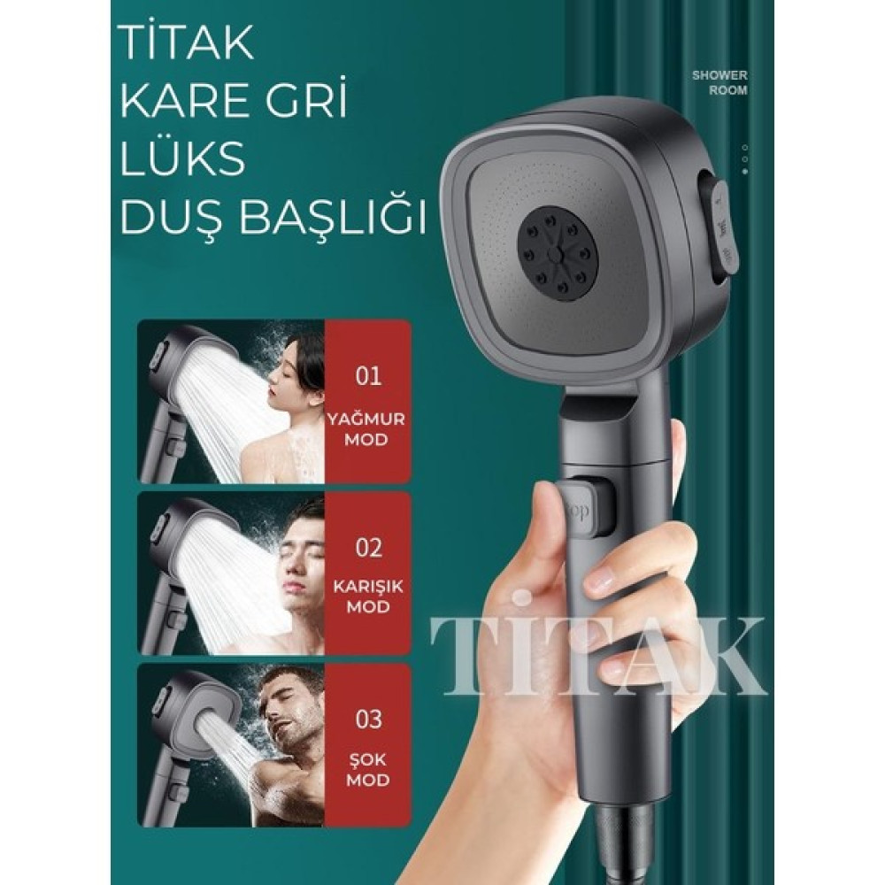 Titak Kare Gri Lüks Duş Başlığı Duş Başlığı Fiyatı