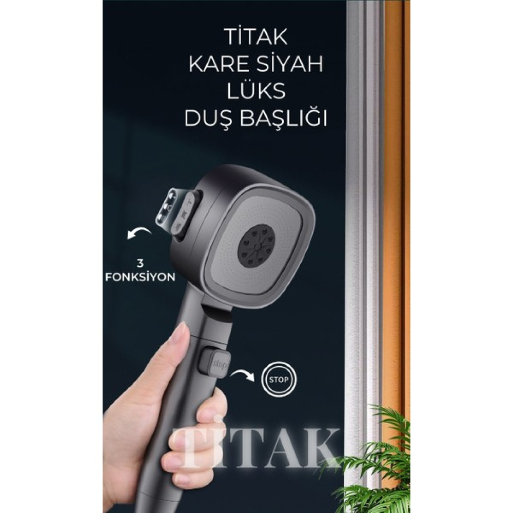 Titak Kare Siyah Lüks Duş Başlığı Duş Başlığı Fiyatı