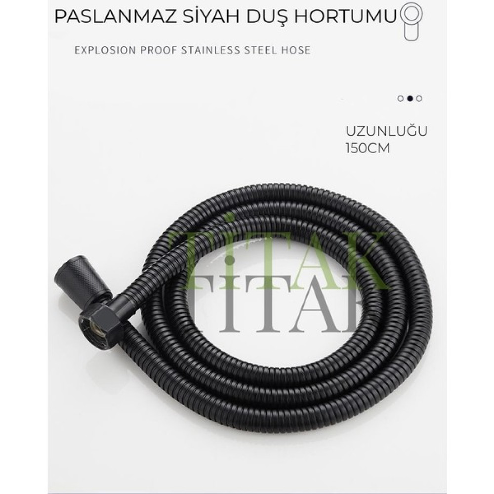 Titak Siyah 1.5 Metre Paslanmaz Duş Hortumu -150 cm Duş Seti Fiyatı