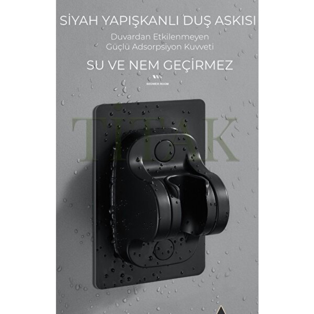Titak Siyah Yapışkanlı Duş Askısı - Mat Siyah Banyo Askılık Fiyatı