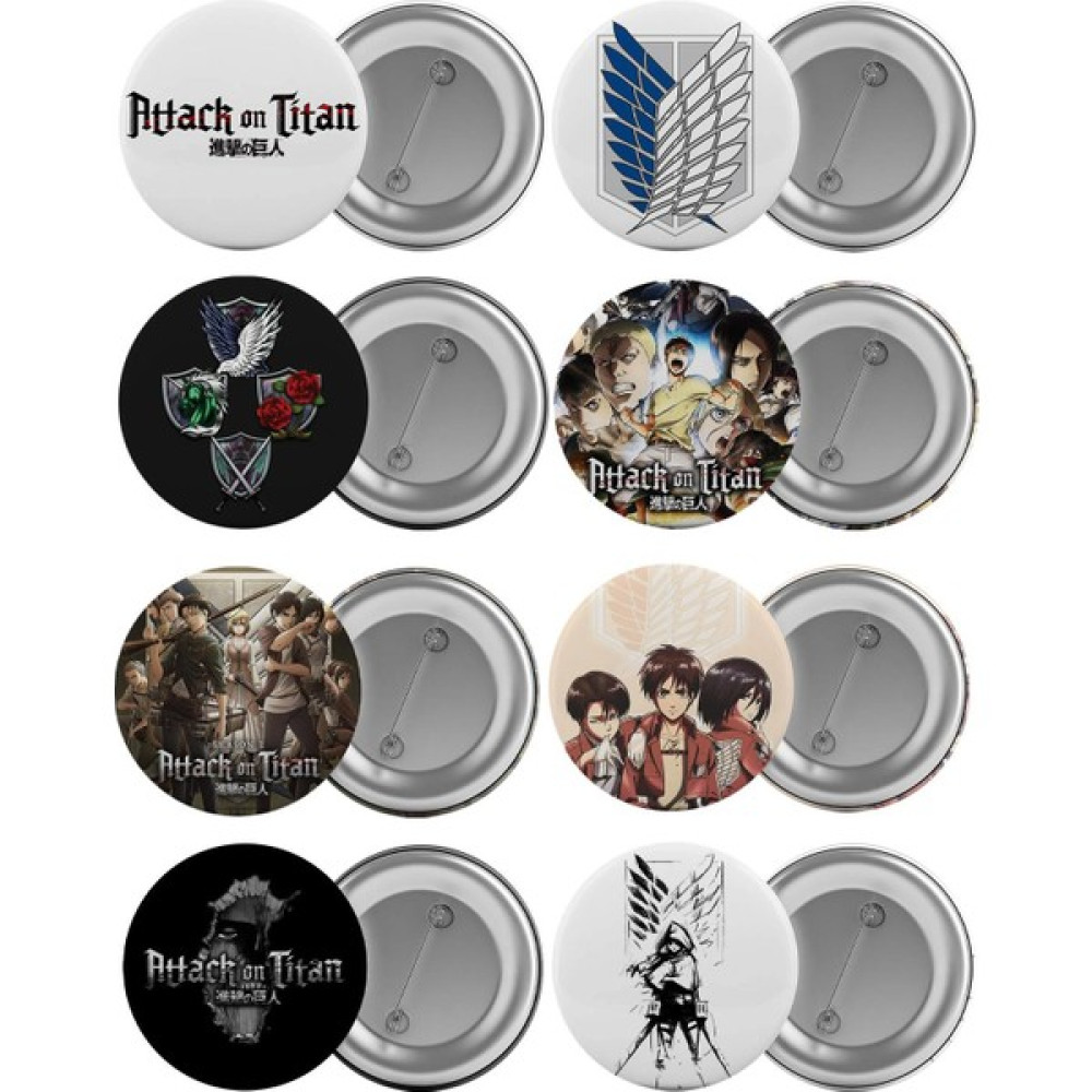 Titana Saldırı Çanta Rozeti Seti 8 Adet En Büyük Boy 5.8cm Iğneli Broş Attack On Titan Okul Çantası Fiyatı