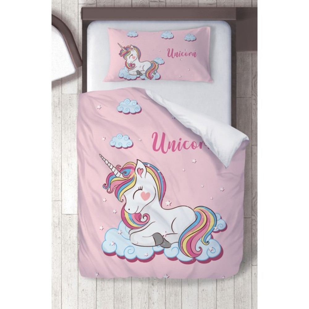 Titanbaby Pamuklu Mikro Saten Pembe Unicorn Çocuk Odası Çocuk Nevresim Takımı - 160 x 220 cm - Renkli Nevresim Takımı Fiyatı