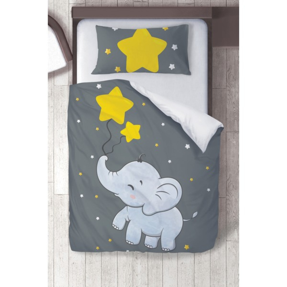 Titanbaby Pamuklu Mikro Saten Sarı Yıldızlı Fil Çocuk Odası Çocuk Nevresim Takımı - 160 x 220 cm - Renkli Nevresim Takımı Fiyatı