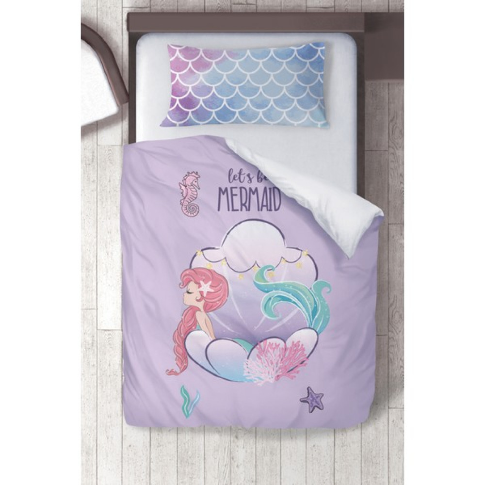 Titanbaby Pamuklu  Mor Deniz Kızı Çocuk Odası Çocuk Nevresim Takımı - 160 x 220 cm - Renkli Nevresim Takımı Fiyatı