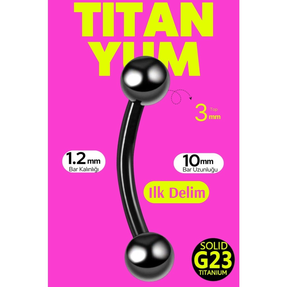 Titanyum Banana Piercing Kıkırdak Kulak Tragus Snug Daith Rook Surface Forward Helix Flat Nipple Conch Kaş - Siyah, uzunluk 10 mm, top 3 mm SSD / Solid State Drive Fiyatı