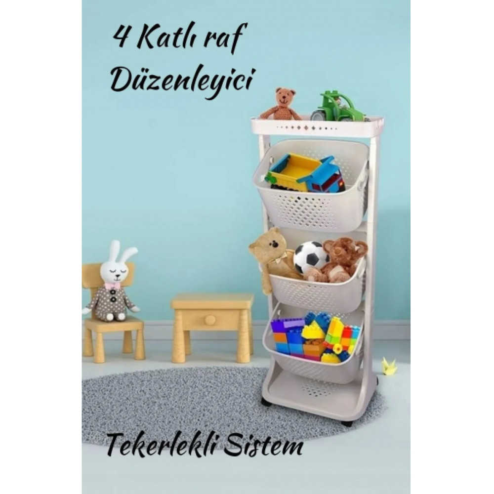 Titiz Kat Kat Sepet Organizeri No:3 Acik Gri Tp-749.04 Mutfak Banyo Rafi Banyo Dolabı / Mobilyası Fiyatı