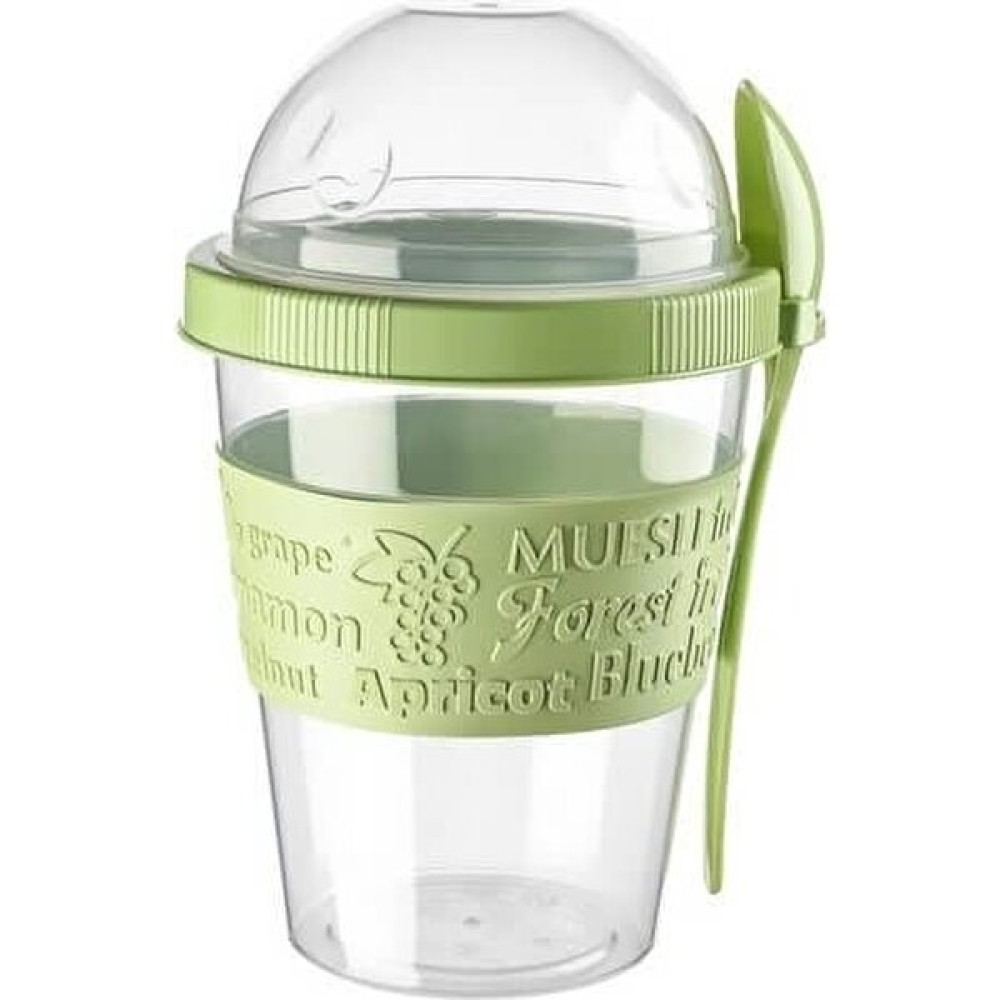 Titiz Plastik Take'n Go Detoks Kabı Kapaklı Kaşıklı Hazırla ve Çık Meyveli Yoğurt Kabı 600ML (Yeşil) Saklama Kapları Fiyatı