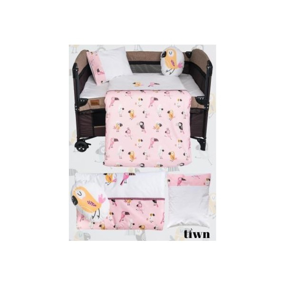 Tiwn Sleepy Bird 6 Parça Park Yatak Uyku Seti - 120 x 125 cm - Açık Pembe Bebek Uyku Seti Fiyatı