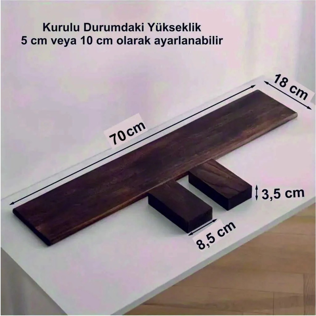 Tiydem Masif Doğal Ahşap Monitör Yükseltici Monitor Altlığı Monitör Sehpası (70 X18 Cm) Monitör Fiyatı