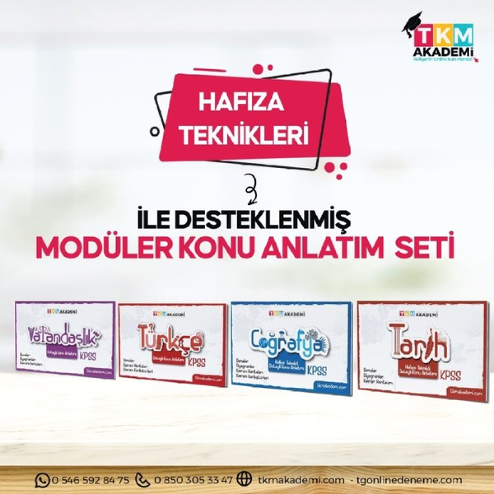 TKM Akademi Hafıza Teknikleri ile Deteklenmiş Genel Yetenek Genel Kültür Mödüler Konu Anlatım Kitapları Ders Sınav Kitapları Fiyatı