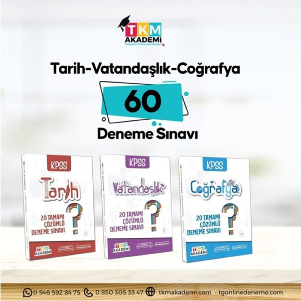 TKM Akademi KPSS Tarih Coğrafya Vatandaşlık 60 Deneme 3'lü Set KPSS Fiyatı