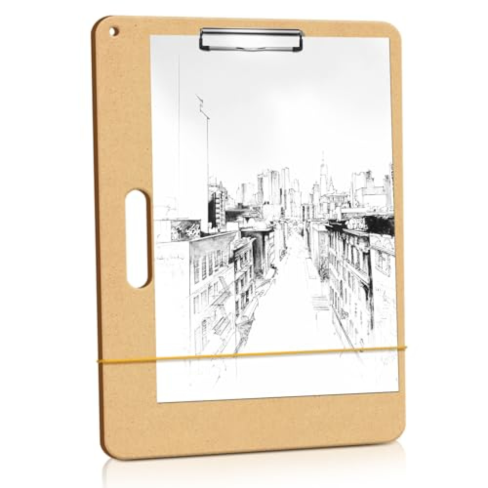 TKOnline 11.8x17.7 Drawing Board, Sketch Board with Sturdy Clip and Rubber Bands, Portable Art Clipboard for Classroom, Drafting and Studio Drawing