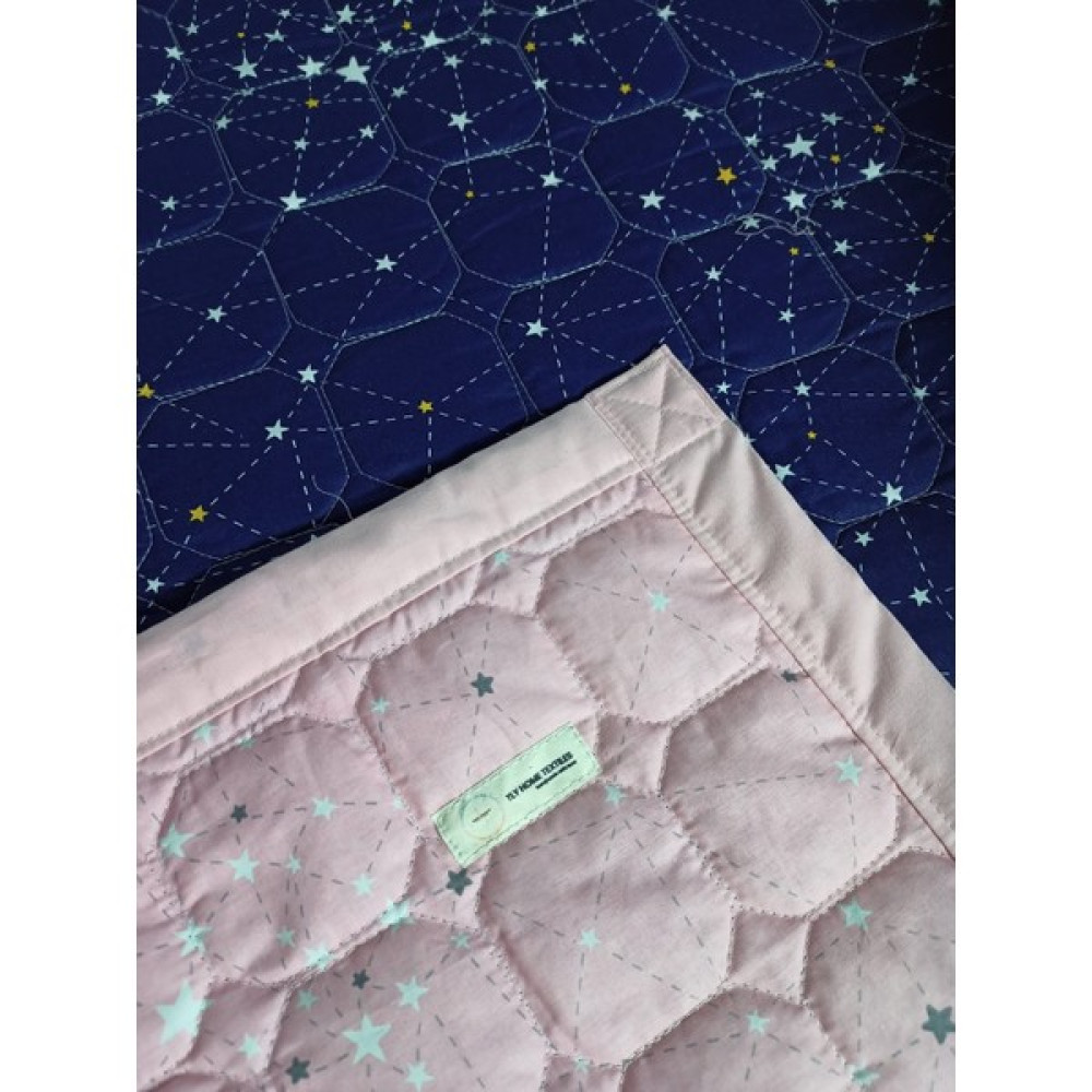 Tly Home Textiles Çift Taraflı Kullanımlı Lacivert ve Pembe Gökyüzü Kapitone Yatak Örtüsü Takımı - 160 x 240 cm Yatak Örtüsü Fiyatı