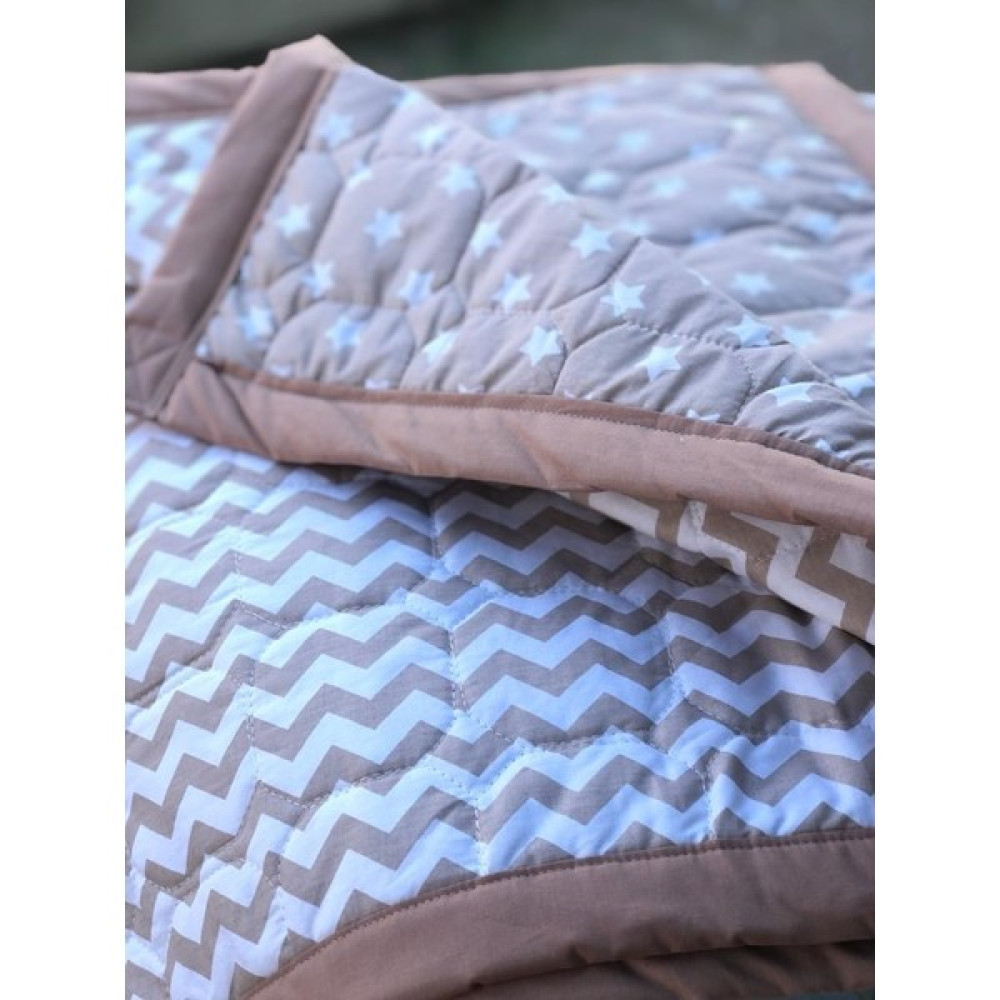Tly Home Textiles Kahverengi Çift Kullanımlı Zigzag ve Yıldız Tek Kişilik Yatak Örtüsü - 160 x 230 cm Yatak Örtüsü Fiyatı
