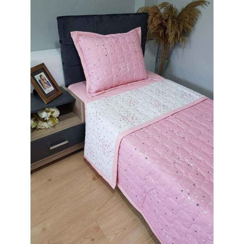 Tly Home Textiles Kapitone Pembe Samanyolu Tek Kişilik Yatak Örtüsü - 160 x 230 cm Yatak Örtüsü Fiyatı