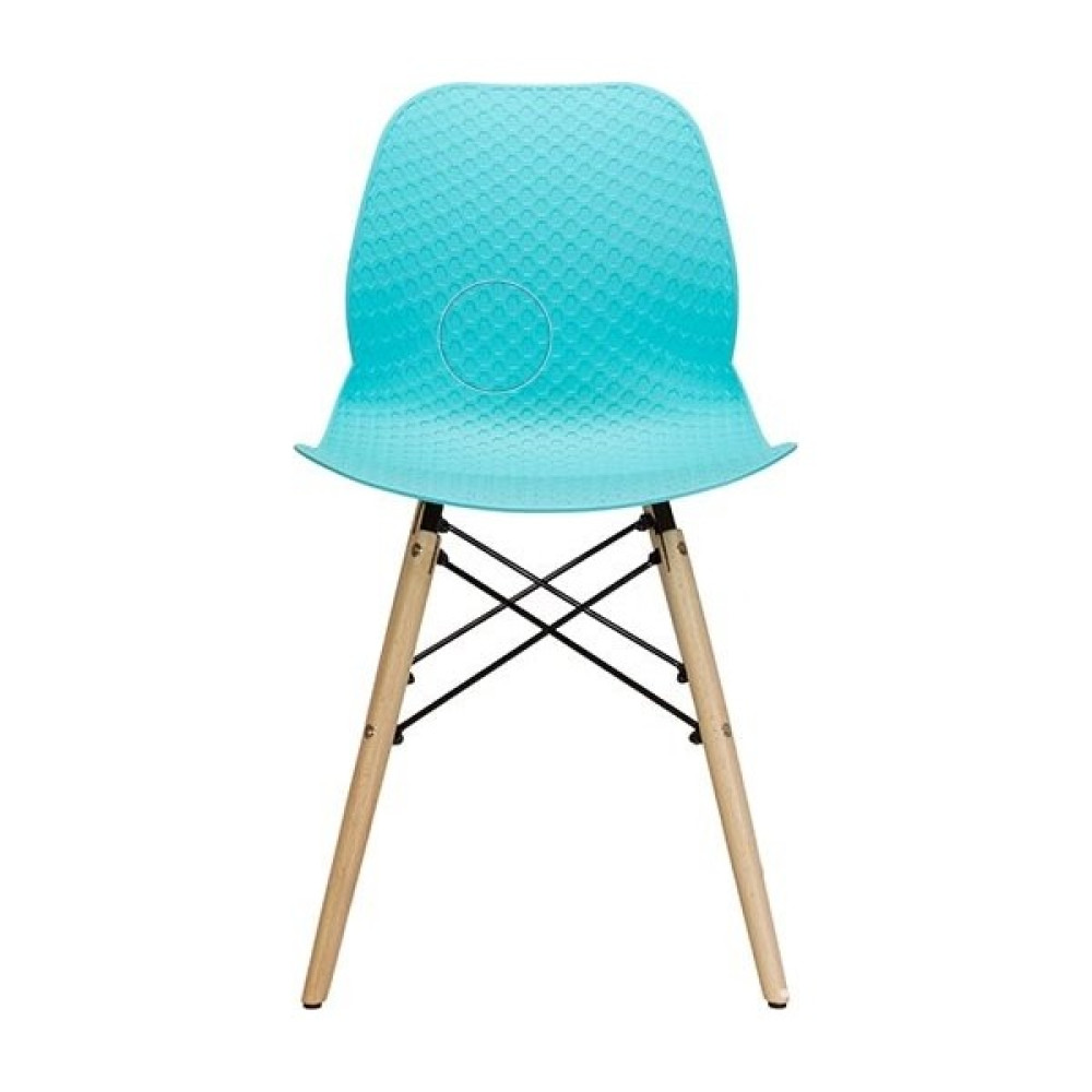 Tmall Home Design Ahşap Ayaklı Plastik Sandalye Mavi 4'lü - Açık Mavi Masa - Sandalye & Tabure Fiyatı