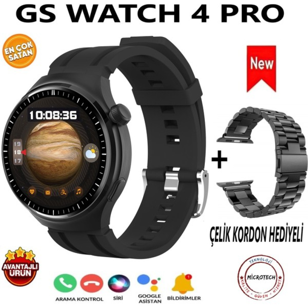 Tmax Gs Watch 4 Pro Amoled Ekran ( 2 Kordonlu- 2024 Model) - Siyah Diğer Fiyatı