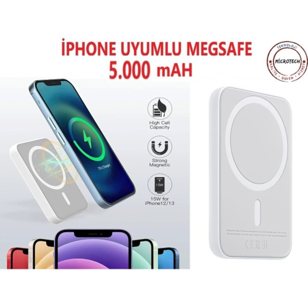 Tmax Iphone Uyumlu Magsafe Powerbank(Yeni Ürün 2024 Seri) - Beyaz Taşınabilir Şarj Cihazı - Powerbank Fiyatı