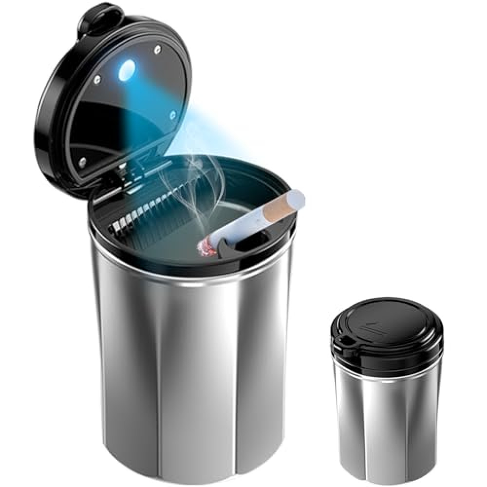 Tmengdao Car Ashtray, Smokeless Ashtray with Lid, Car Ashtrays for Cup Holder Smell Proof, Fashionable Coffee Cup Design,Detachable & Easy to Clean, Great for Cars, Office, Home